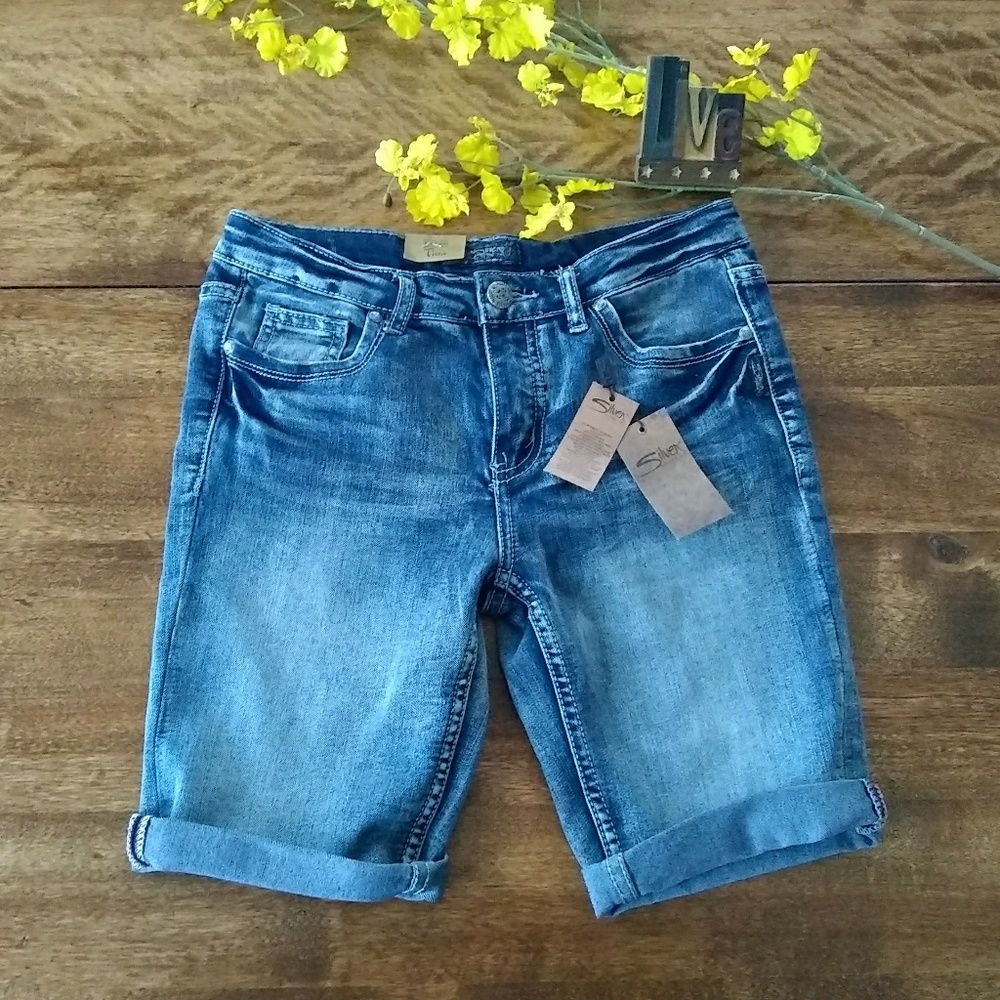 Silver Jean Shorts 16 Juniors